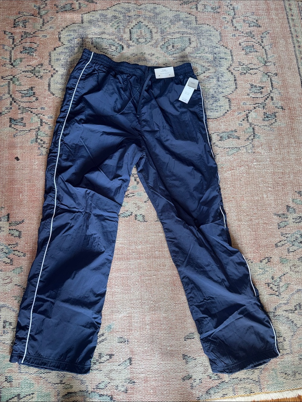 NEW WITH TAGS Hollister Baggy Men's Navy Track Pants with White Piping